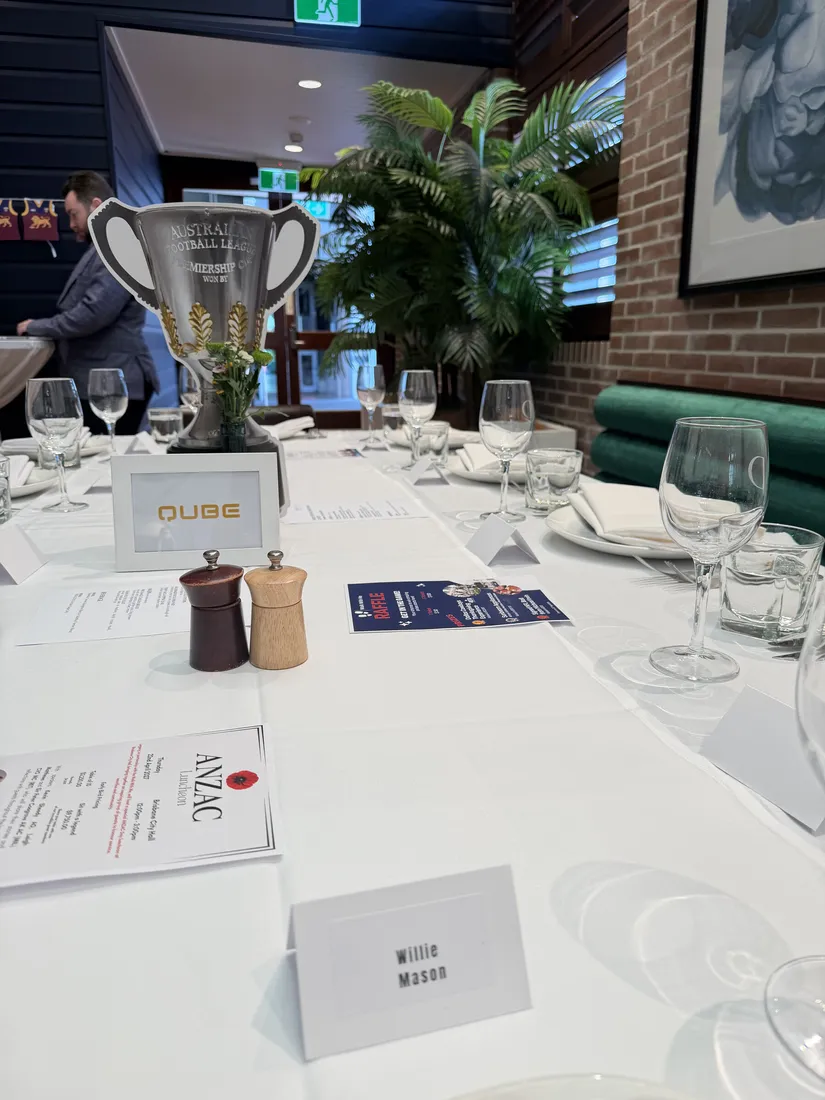 Trophy and table setting at the Brisbane lunch