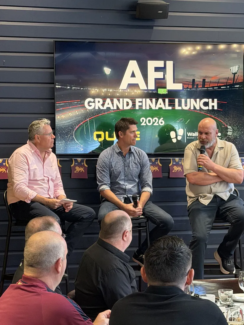 The panel speaking to guests at the Brisbane lunch